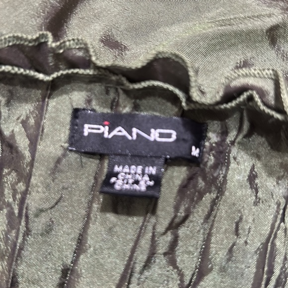 NWT PIANO GREEN FLORAL TOP BLOUSE WRINKLED TAFFETA FAIRY GOTH RENAISSANCE SIZE M - Picture 14 of 14